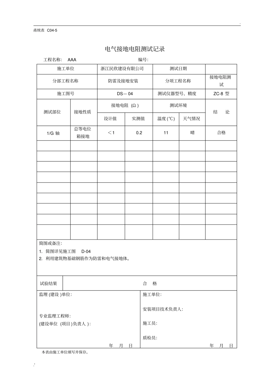 全套电气分部测试记录表_第2页