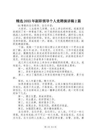 副职领导个人竞聘演讲稿篇