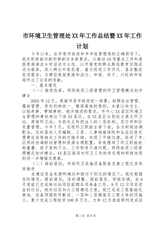 市环境卫生管理处工作总结暨工作计划