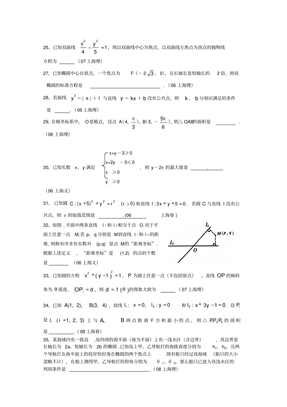 上海市历年高考数学试题汇编：向量与解析几何_第3页