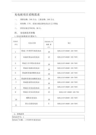 充电桩项目采购需求