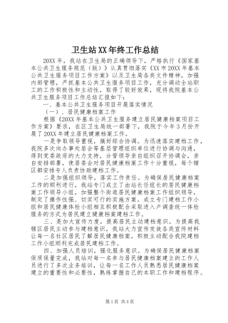 卫生站终工作总结