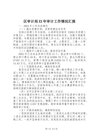 区审计局审计工作情况汇报