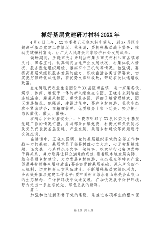 抓好基层党建研讨材料