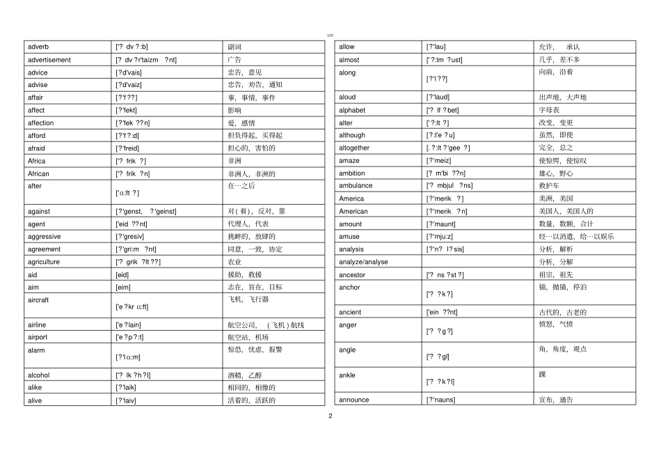 2017成人本科学士学位英语词汇表_第2页