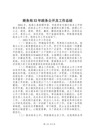 商务局政务公开及工作总结