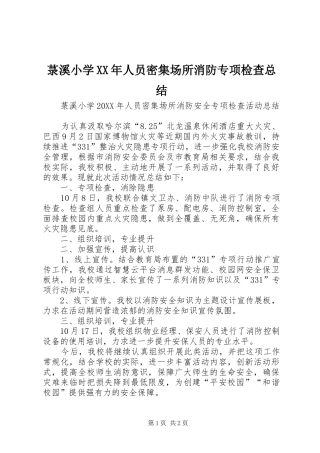 菉溪小学人员密集场所消防专项检查总结