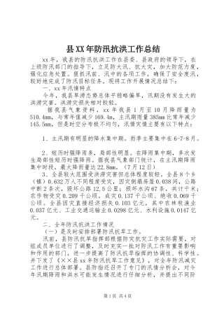 县防汛抗洪工作总结