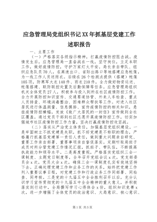 应急管理局党组织书记抓基层党建工作述职报告