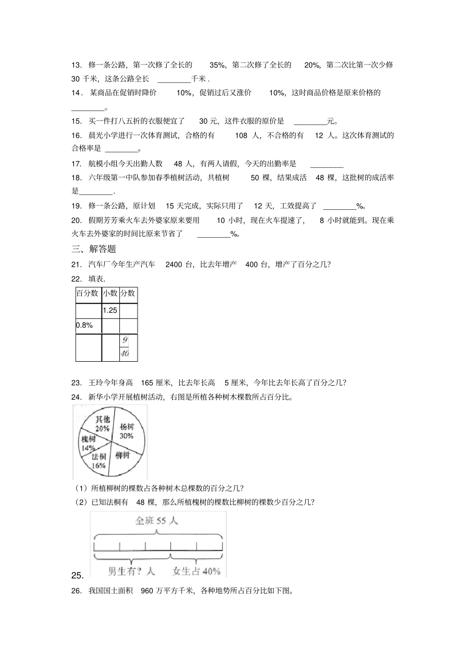 小学数学最新人教版六年级上册第六单元百分数(一)测试卷(包含答案解析)(1)_第2页