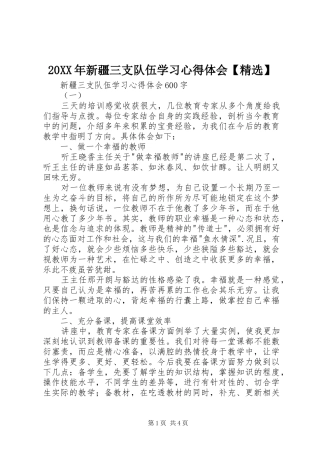 新疆三支队伍学习心得体会
