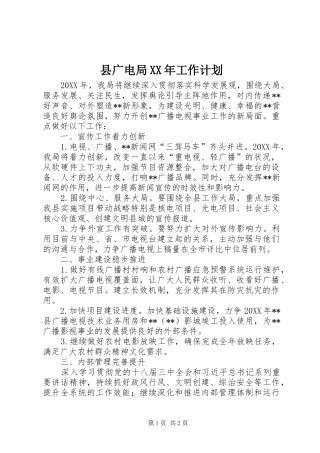 县广电局工作计划