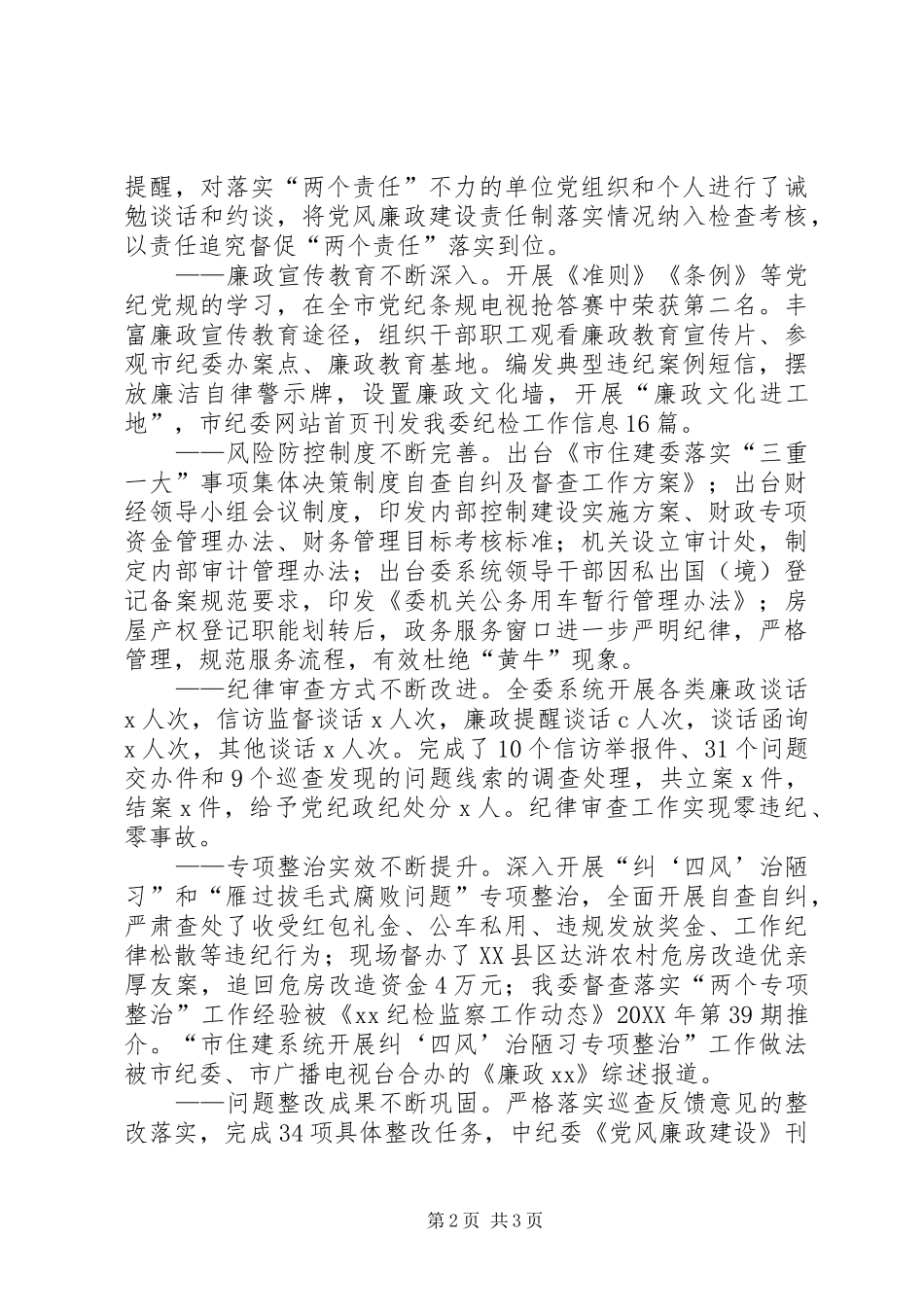 市住建委党风廉政建设工作会议工作报告_第2页