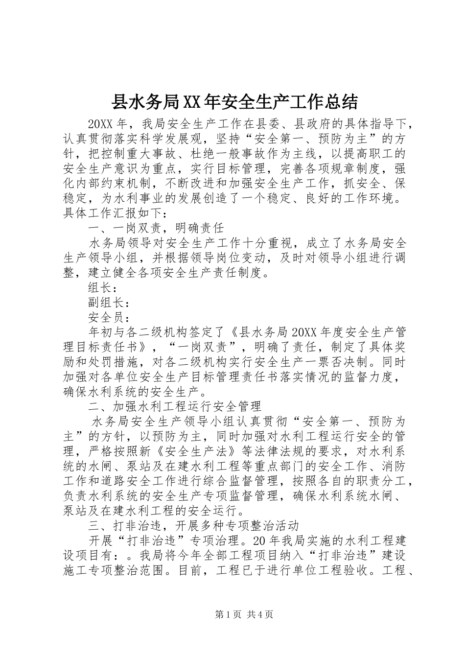 县水务局安全生产工作总结_第1页
