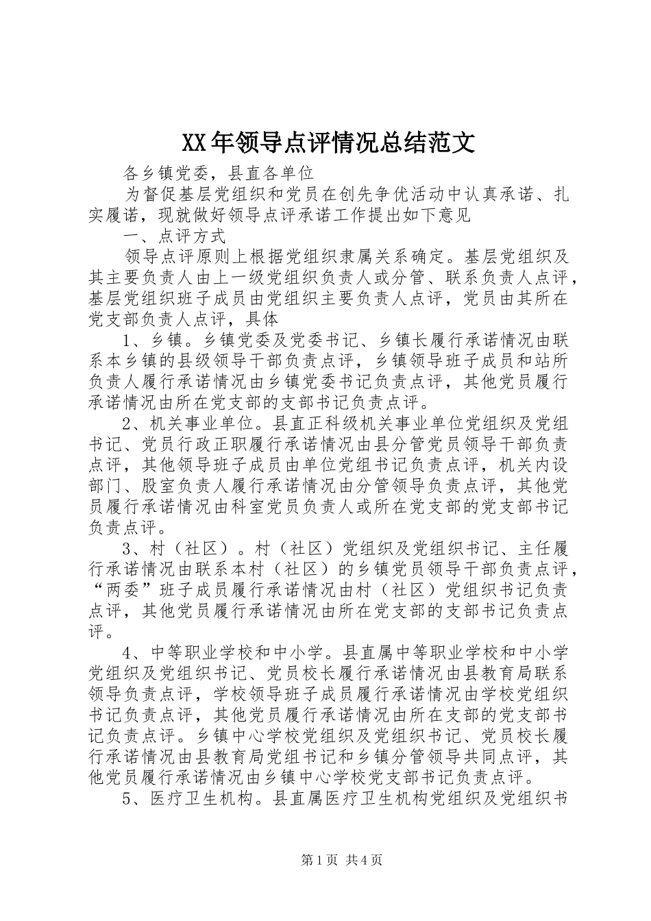 领导点评情况总结范文_第1页