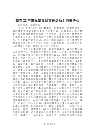 镇在国际禁毒日宣传活动上的表决心