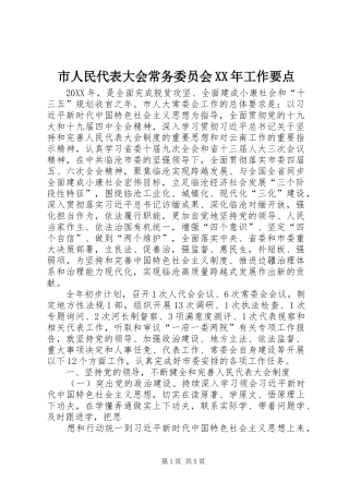 市人民代表大会常务委员会工作要点