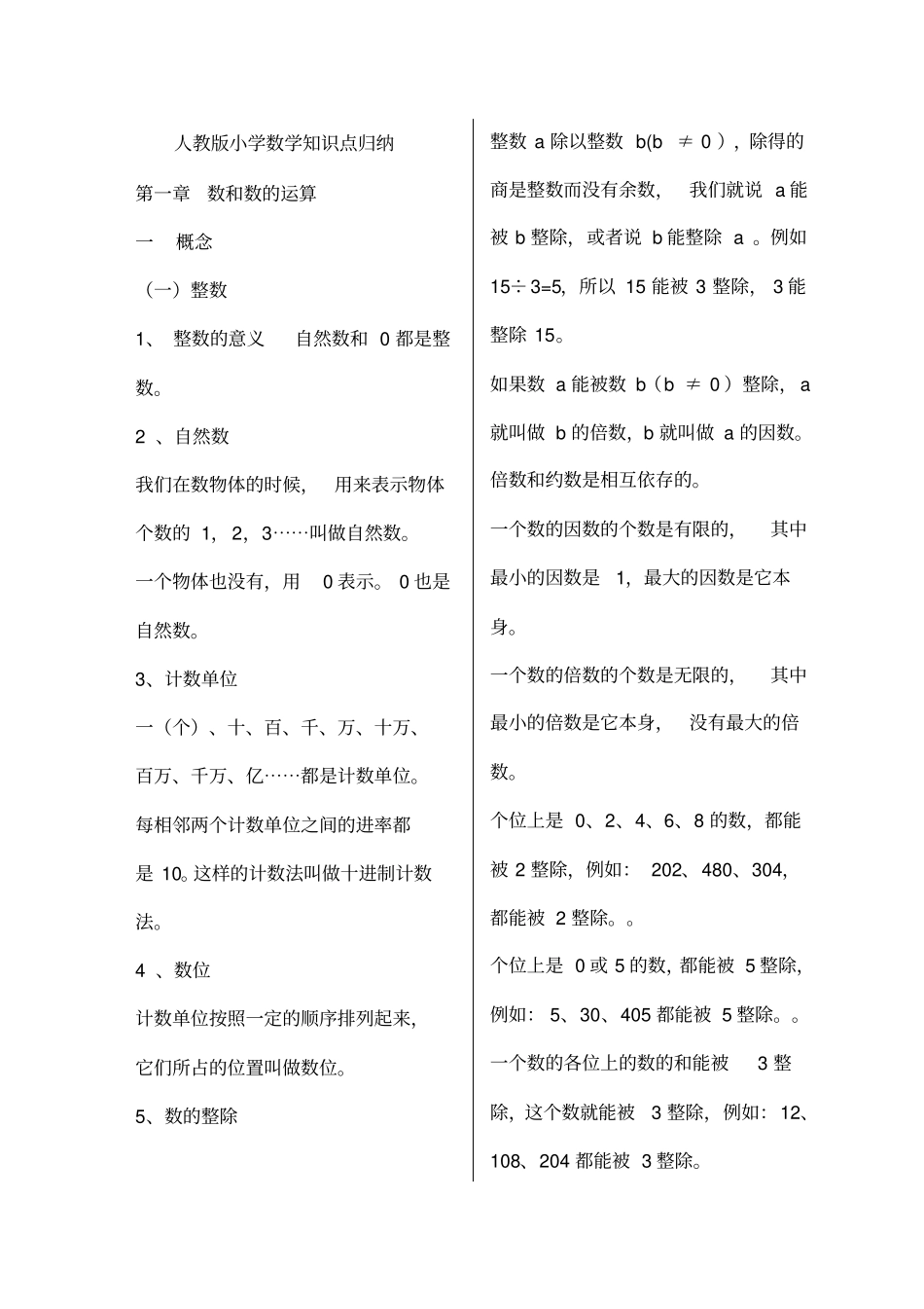 人教版小学数学知识点总结归纳_第1页