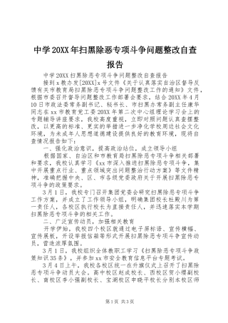 中学扫黑除恶专项斗争问题整改自查报告