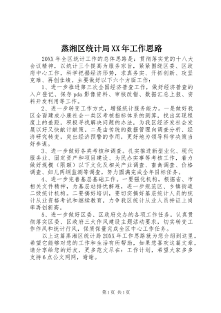 蒸湘区统计局工作思路