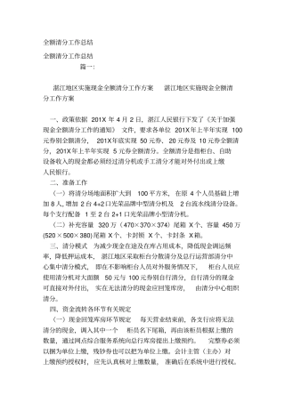 全额清分工作总结资料