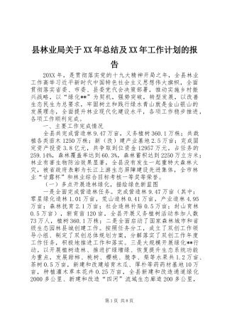 县林业局关于总结及工作计划的报告