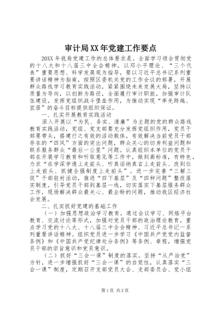 审计局党建工作要点