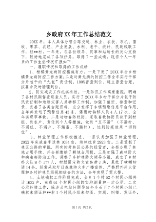 乡政府工作总结范文