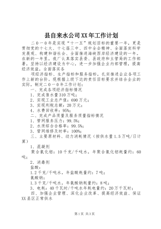 县自来水公司工作计划
