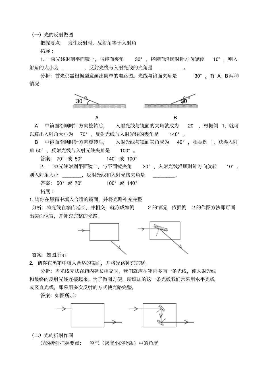 初中物理光学作图练习题_第1页