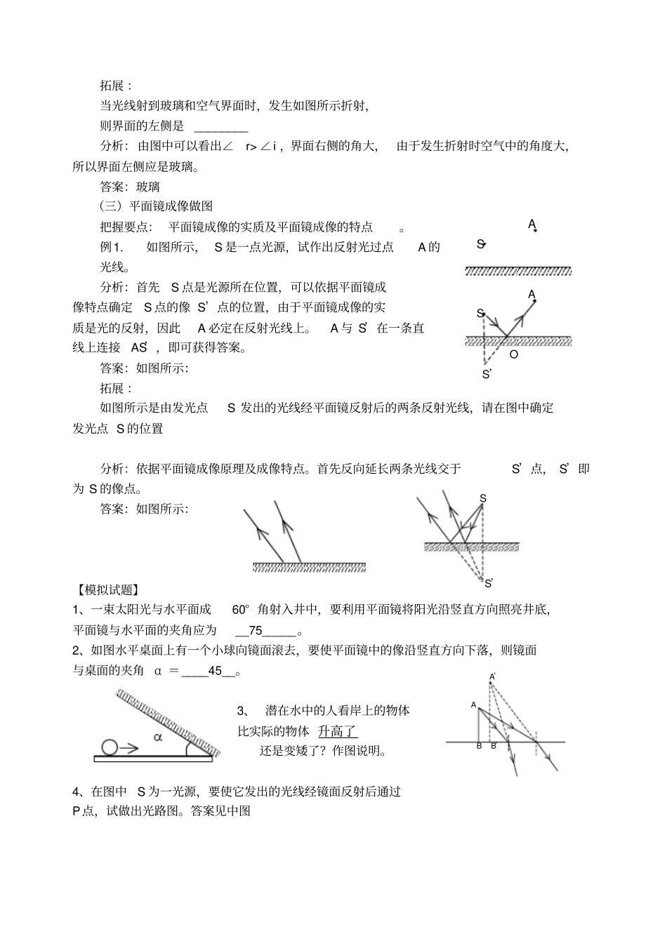 初中物理光学作图练习题_第2页
