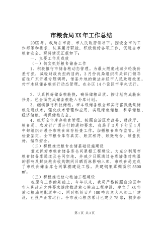 市粮食局工作总结