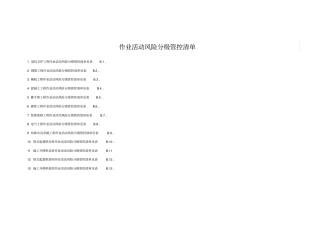 作业活动风险分级管控清单