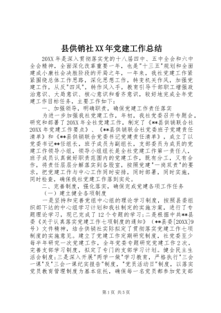 县供销社党建工作总结