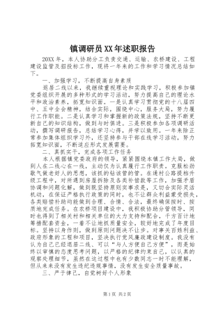 镇调研员述职报告