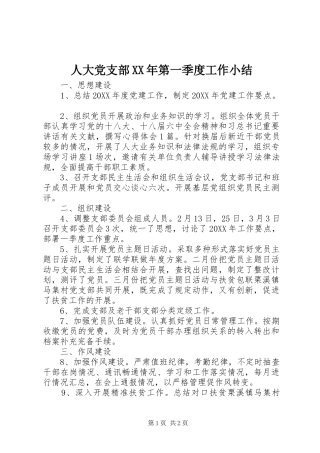 人大党支部第一季度工作小结