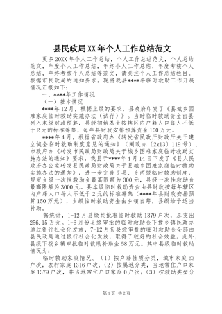 县民政局个人工作总结范文
