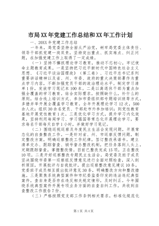 市局党建工作总结和工作计划