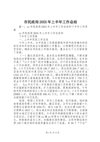 市民政局上半年工作总结