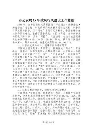 市公安局政风行风建设工作总结