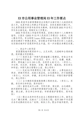 市公用事业管理局工作要点