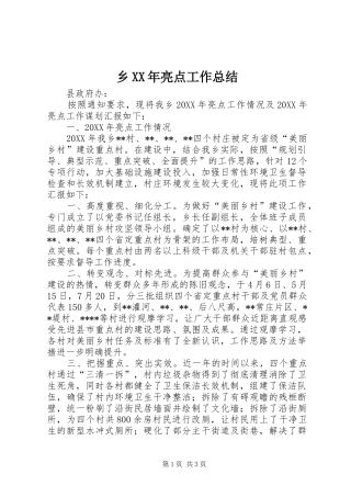 乡亮点工作总结