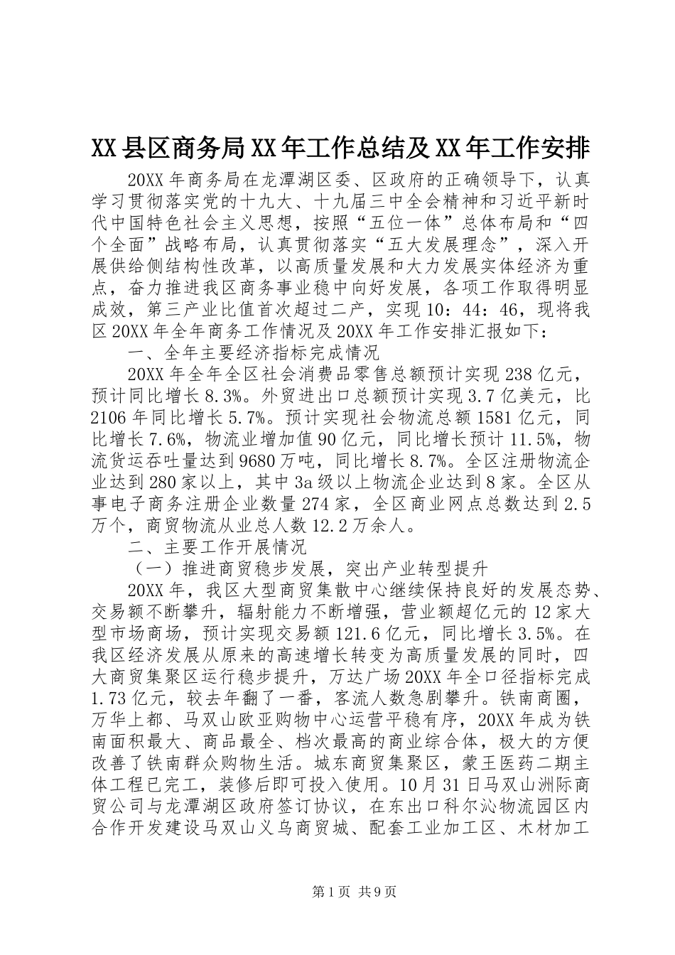 县区商务局工作总结及工作安排_第1页