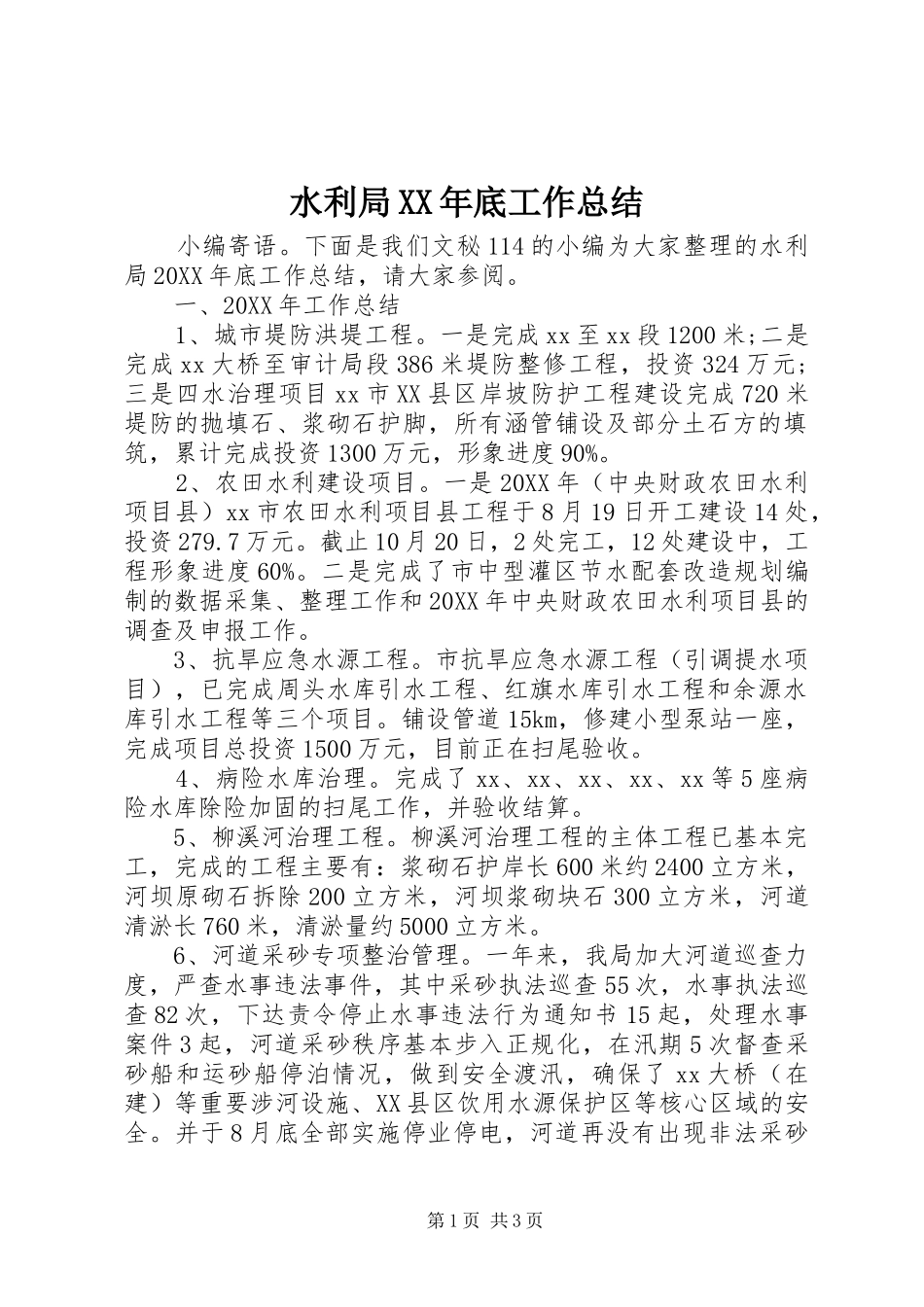 水利局底工作总结_第1页