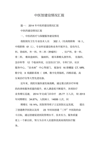 中医馆建设情况汇报doc资料