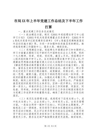 市局上半年党建工作总结及下半年工作打算