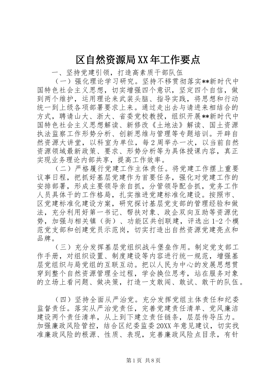 区自然资源局工作要点_第1页