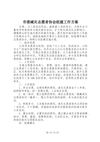 市委减灾志愿者协会组建工作实施方案