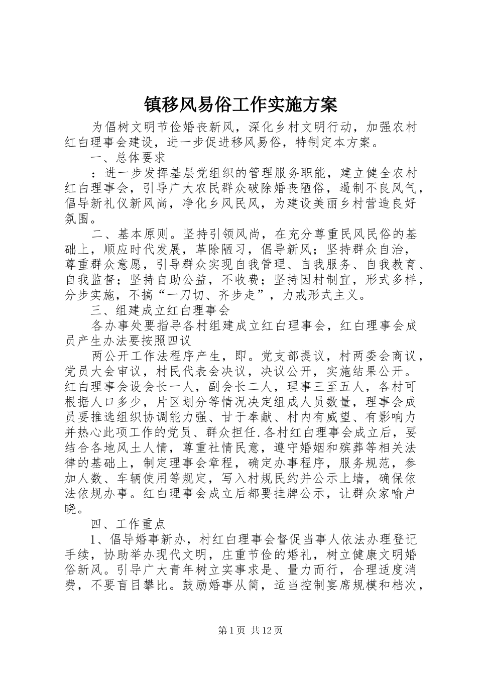 镇移风易俗工作方案_第1页