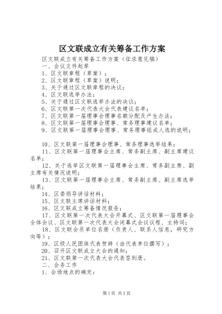 区文联成立有关筹备工作实施方案